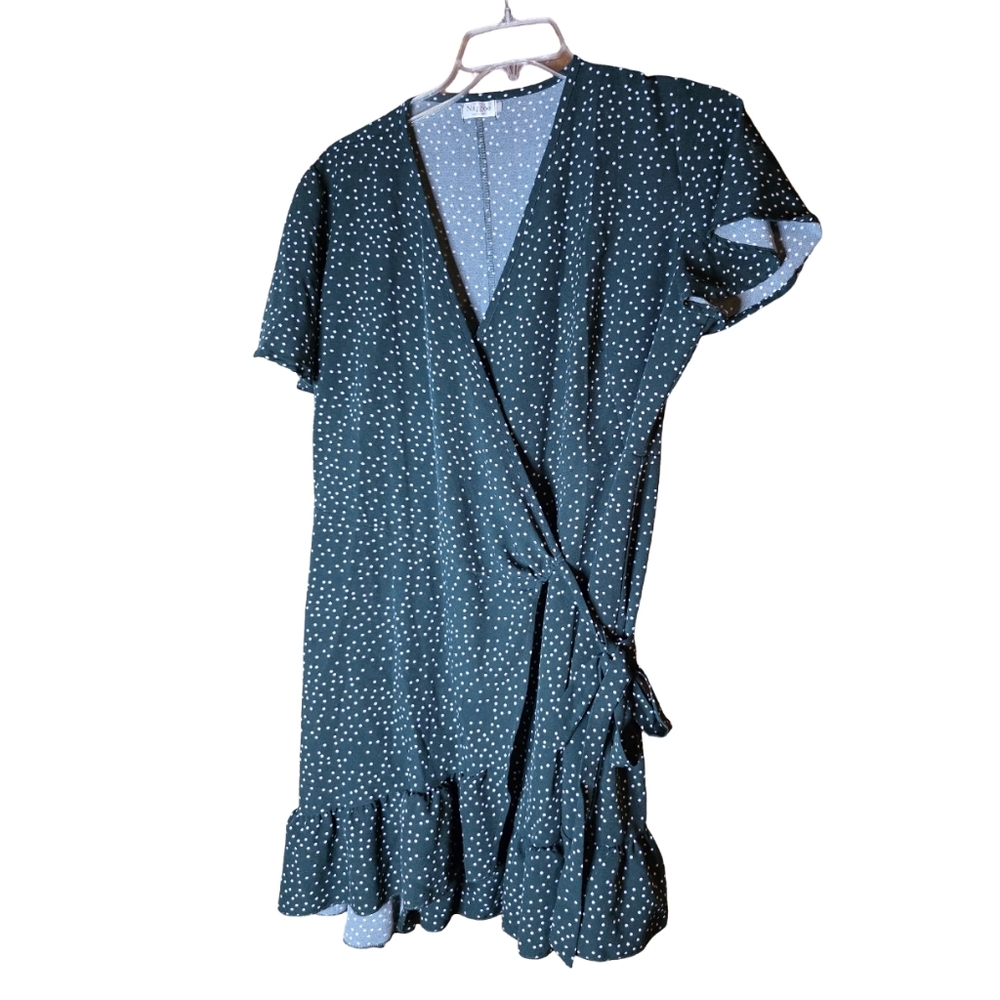 Naggoo Green Polka Dot Wrap Midi Dress Size XL